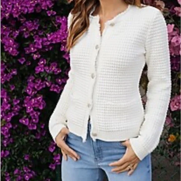 “Express” ivory, textured, embellished button sweater/blazer; size XS; NWOT - Picture 5 of 13